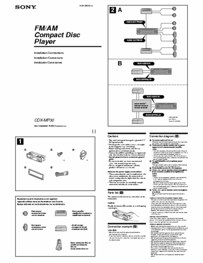 Sony CDX-MP30 Service Manual and Operations Manual for Sony CDX-MP30/CDX-MP37 AM/FM/MP3 car audio radio